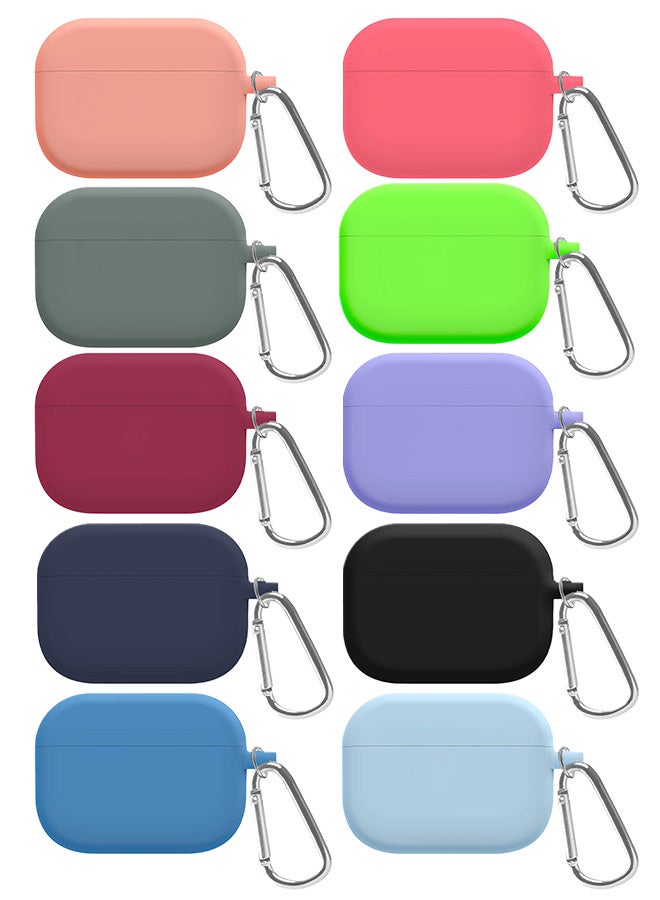 Pack of 10 PCS Slim Silicone Case For Airpod Pro Silicone Protective Case Slim Silicone Case Ultra Slim Cover with Keychain Carabiner Multicolour - Image 2